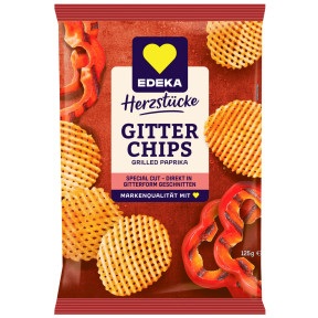 EDEKA, EDEKA Herzstücke Gitter Chips Grilled Paprika 125G