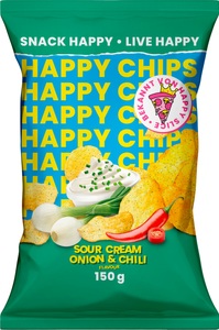 Happy Slice, Happy Slice Happy Chips Sour Cream, Onion & Chili 150G