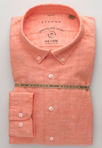 Eterna, ETERNA LANGARM HEMD SLIM FIT UPCYCLING SHIRT LEINEN LACHS UNIFARBEN, Eterna Langarmhemd »SLIM FIT«