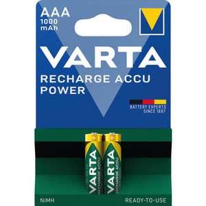Varta, RECHARGE Power Micro (AAA) NiMH Akku mit 1000mAh - 4 Stück, VARTA 4er-Set NiMH-Micro-Akku RECHARGE ACCU Power 1000 mAh, AAA, HR03