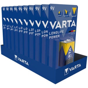 Varta, LONGLIFE Power 9V Block Alkaline Batterie - 1 Stück, Longlife Power Alkaline-Batterie, Typ 9V / E-Block / 6LR3146, 9 Volt
