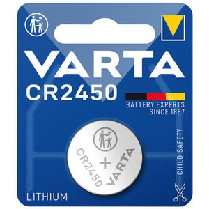 Varta, Lithium Knopfzelle CR2450 - 1 Stück, Varta - 3 Volt Lithium Mangan Zelle Batterie Knopfzelle CR2450 / DL2450 (560mAh)