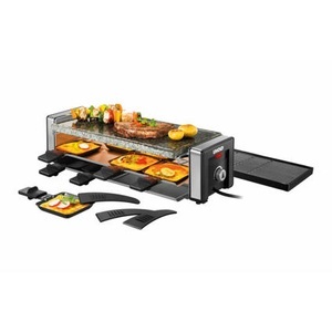 Unold, Unold Delice Raclette mit Grillstein, mit manueller Temperatureinstellung Schwarz/Silber, Unold Délice Raclettegrill