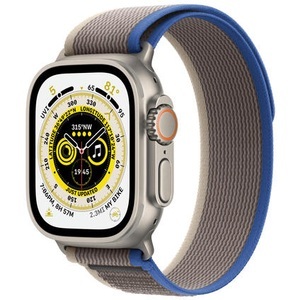 Apple, APPLE Watch Ultra (GPS + Cellular) 49 mm - Smartwatch (S/M 130 - 180 mm, Doppellagigen Nylon-Maschengewebe, Titanium/Blue/Gray)