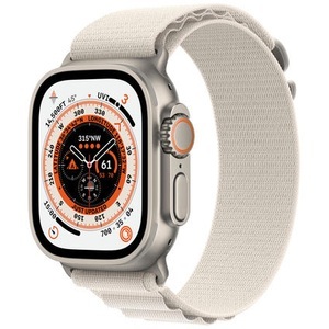 Apple, APPLE Watch Ultra (GPS + Cellular) 49 mm - Smartwatch (Small 130 - 160 mm, Zwei Gewebeschichten, Titanium/Starlight), Apple Watch Ultra 49mm Cellular Titanium Starlight Alpine Small