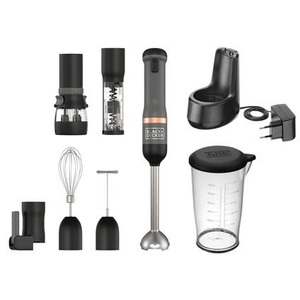 Black&Decker, BLACK+DECKER BCKM1016KSG - Akku-Stabmixer-Set (Schwarz/Grau), Black&Decker BCKM1016KSG Kitchen Wand Stabmixer + 5 tlg. Zubehör