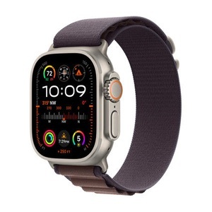 Apple, APPLE Ultra 2 (GPS + Cellular, Titan) 49 mm - Smartwatch (Medium 145-190 mm, Textilgewebe (Carbon Neutral), Titan Natur/Indigo), Apple Watch Ultra 2 GPS Cellular 49mm Titanium Case Indigo Alpine Loop