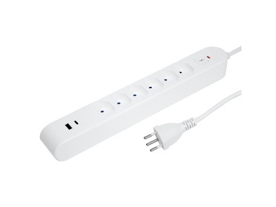 STEFFEN, Steffen Steckdosenleiste IQ 6 x T13 USB A C Weiss 3 m Kabel