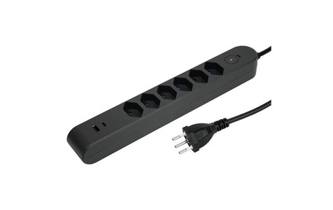 STEFFEN, Steffen Steckdosenleiste IQ 6 x T13 USB A C Anthrazit 3 m Kabel
