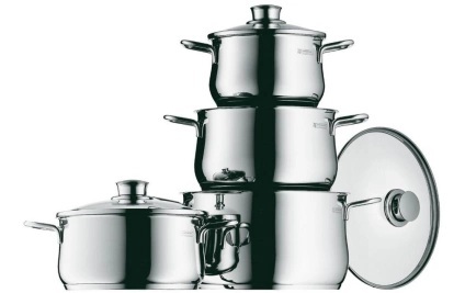 Wmf, WMF Topfset Diadem Plus aus Edelstahl WMF Silber metallic, WMF Topf-Set »Diadem Plus 4-teilig«, Edelstahl 18/10