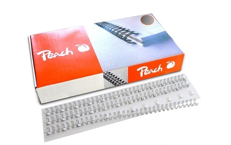 Peach, Peach Drahtbinderücken Easy-Wire, 8mm, silber, 3:1, 34 Ringe A4, 100 Stk. PW079-10, Peach Drahtbinderücken Easy-Wire, 8mm, silber, 3:1, 34 Schlaufen A4, 100 Stk.