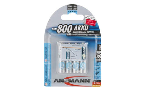 Ansmann, Premium NiMH Micro (AAA) Akku mit 800 mAh und maxE Technologie - 4 Stück, Ansmann maxE NiMH-Akku Micro 800 mAh, 4er-Pack
