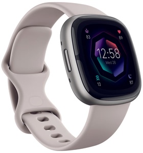 Fitbit, FITBIT Sense 2 - Fitness-Smartwatch (Größe S: Passend für Handgelenke mit einem Umfang von 129 bis 175 mm, Größe L: Passend für Handgelenke mit einem Umfang von 158 bis 209 mm, -, Mondweiss/Platin), fitbit Smartwatch »Fitbit Sense 2 Smartwatch« ( )