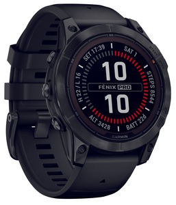 Garmin, GARMIN f?nix 7 Pro Solar - GPS-Smartwatch (125 - 208 mm, Silikon, Schwarz/Schiefergrau), Garmin Sportuhr »Fenix 7 Pro S«