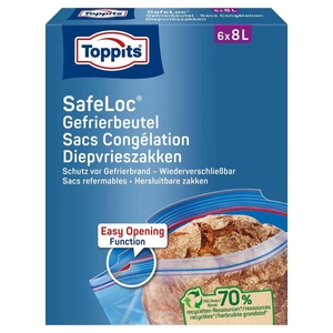 Toppits, Toppits Gefrierbeutel, Toppits Doppelverschluss-Gefrierbeutel SafeLoc 8 Liter