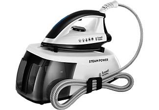 RUSSELL HOBBS, Russell Hobbs 24420-56 - Dampfbügelstation (Schwarz/Weiss), RUSSELL HOBBS Dampfbügeleisen »Dampfbügelstation mit Edelstahl-Bügelsohle und 1.3 l Wassertank« 2400 W
