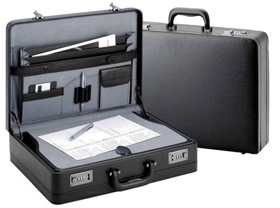 D&N, Tradition Business Aktenkoffer aus PU-Leder in schwarz, Tradition Business Aktenkoffer aus PU-Leder in schwarz