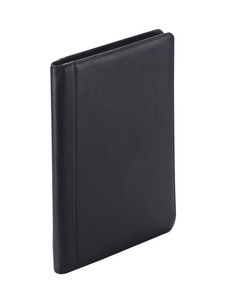Dermata Lederwaren, Dermata Lederwaren Schreibmappe 36.5cm aus Rindspaltleder in Schwarz, Schreibmappe 36.5cm aus Rindspaltleder in Schwarz