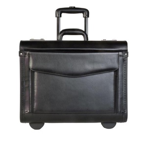 Dermata Lederwaren, Pilotenkoffer 45.5cm aus Rindspaltleder in Schwarz, Pilotenkoffer 45.5cm aus Rindspaltleder in Schwarz