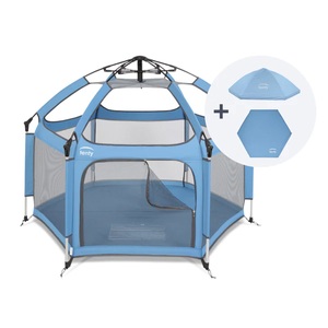 tenty, tenty Laufgitter Set Blau, tenty - Laufgitter Set mit Bodenmatte und Dach, 150 cm, Blau