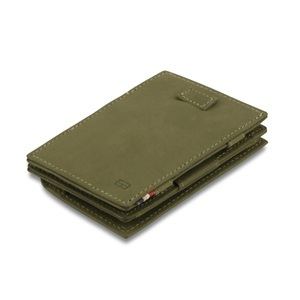 Garzini, Garzini - Magisches Portemonnaie Cavare - Dunkelgrün, Cavare - Magic Portemonnaie mit Münzfach in Olive Green aus Vintage Leder