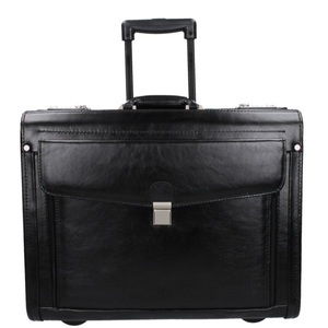 Dermata Lederwaren, Pilotenkoffer 45.5cm aus vegetabil gegerbtem Vollrindleder Schwarz, Pilotenkoffer 45.5cm aus Vollrindleder in Schwarz