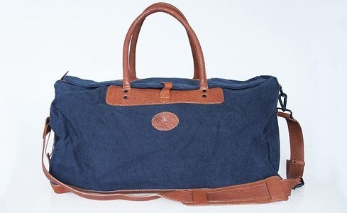 Pajass, Reisetasche Mittel in Blau/Braun, Reisetasche Mittel in Blau/Braun