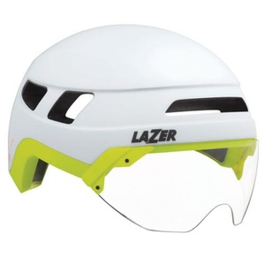 Lazer, Urbanize Mips Velohelm, Lazer Velohelm mit Visier Urbanize Mips - Matte White, Flash Yellow (Grösse: L (58-61 cm))