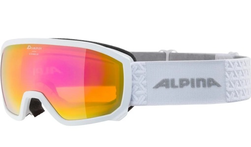 Alpina, Alpina Kinder Scarabeo Multimirror Skibrille (Weiß), Alpina SCARABEO Jr. Q-LITE Skibrille - White Matt Mirror Pink