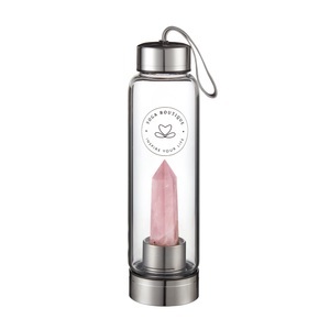 Yoga Boutique, YOGA BOUTIQUE Get energized, get happy! Crystal Water Bottle Rosenquarz silber, YOGA BOUTIQUE Get energized, get happy! Crystal Water Bottle Rosenquarz silber