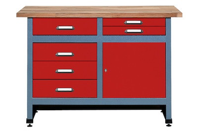 Küpper, Werkbank rot 4 Schubladen, Küpper Werkbank mit 4+2 Schubladen Rot | 120 × 84 × 60 cm