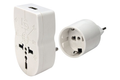 STEFFEN, Steffen World Socket Adapter mit USB, Steko Travel Adapter Elektrokleinteil