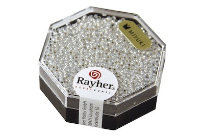 Rayher, Premium-Rocailles,mit Silbereinzug,weißo, 