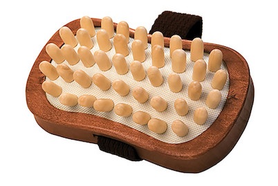 Weitere, Cellulite Handbürste mit Holznoppen, Cellulite-Bürste dunkel | 60093