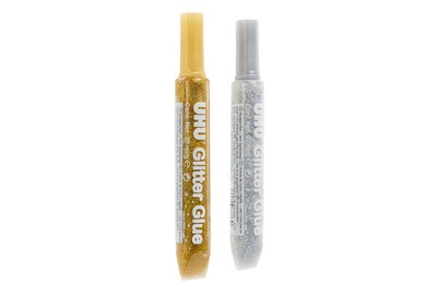 UHU, UHU Creative Glitzerkleber, Uhu Glitter Glue Creative, gold/silber, 44120, (2 x 20ml)
