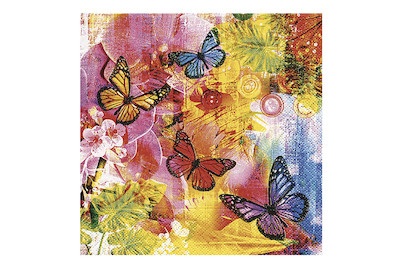 Rayher, Serviette Schmetterlinge bunt, 33x33 cm, 
