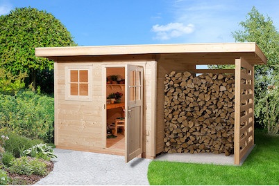 Weka, Weka Gartenhaus 170 A Gr.1, 28 mm, Weka Massivholzhaus mit Flachdach | 2.7 × 4 × 2.3 m