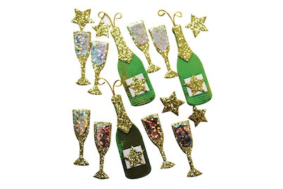 Rayher, Deko-Sticker: Prosecco, m. Klebepunkt, S, 