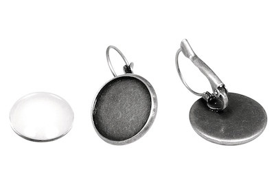 Rayher, Ohrring 1.7cm ø altsilber, Rayher Ohrring-Metallfassung mit Cabochon | 17 mm | 1 Paar