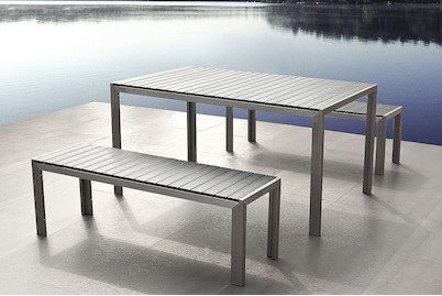 Beliani, Gartenmöbel Set Polywood grau 8-Sitzer N, Beliani - Gartentisch Set aus Kunstholz Industriell NARDO, One Size, Taubengrau
