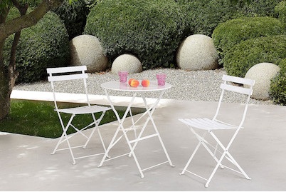 Beliani, Balkonset weiss 2 Stühle FIORI, Beliani - Bistro Set aus Stahl Modern FIORI, One Size, Weiss Bunt