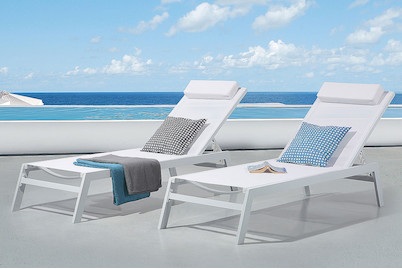 Beliani, Gartenliege Aluminium Textilbespannung w, Beliani - Liege aus Aluminium Industriell CATANIA, One Size, Weiss Bunt