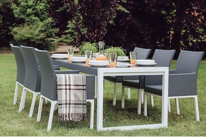 Beliani, Gartenmöbel Set Aluminium grau 6-Sitzer, 