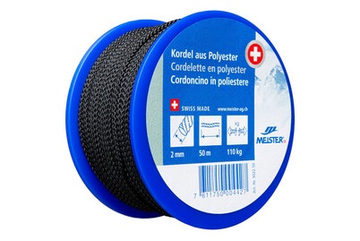 MEISTER, MEISTER KORDEL POLYESTER, Meister Kordel Ø 2 mm, 50 m, 110 kg, Schwarz