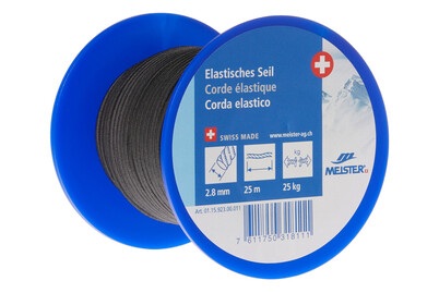 MEISTER, MEISTER ELASTISCHE KORDEL, Meister Gummi-Spannseil Ø 2,8 mm, 25 m, 25 kg, Schwarz
