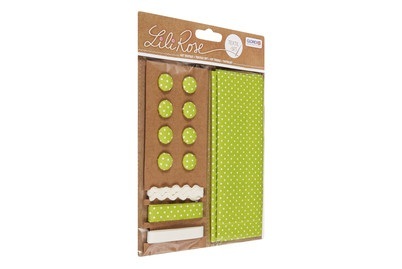 GLOREX, Glorex, Glorex Textil-Set Grün Gepunktet | 48 × 48 cm | Bänder 3 × 1 m | 8 Knöpfe