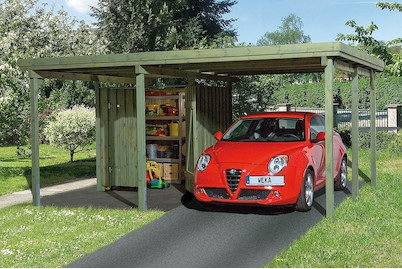 Weka, Weka Carport 607 Gr.1, inkl. Geräteraum, Weka Carport 607 mit Geräteraum | 3.9 × 4.8 m