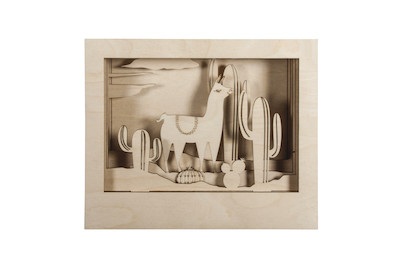Rayher, Holzbaus. 3D-Motivrahmen Lama, natur, Rayher 3D-Motivrahmen Lama | 24 × 20 × 6.9 cm | 10 Stück