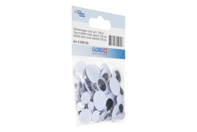 GLOREX, GLOREX Wackelaugen Rund, Glorex Wackelaugen Rund | 100 Stück