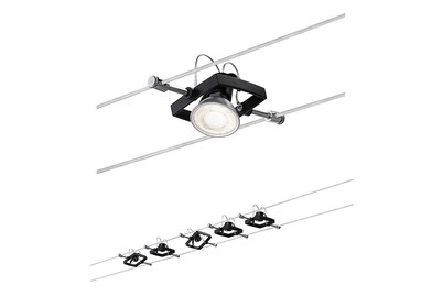 Paulmann, Paulmann Mac II Seilsystem, schwarz matt, 5 Spots, Paulmann Wire Set MacII Seil-Komplettsystem GU5.3 LED Schwarz (matt)